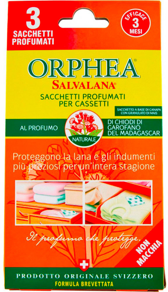 10 Conf. Orphea Salvalana (120 Foglietti ) Profumati per Cassetti