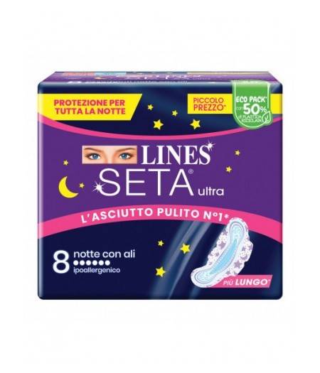 Lines Seta Ultra Assorbenti Notte 8 Pezzi