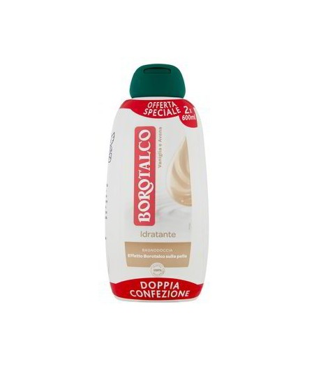 Borotalco Bagnodoccia Idratante Vaniglia e Avena 2 Flaconi da 600 ml