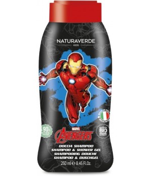 Marvel Avengers - Doccia Shampoo per Bambini Iron Man con Estratti di Calendula e Camomilla BIO,...