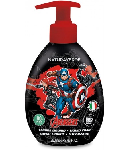 Marvel Avengers - Sapone Liquido per Bambini, Capitan America con Estratti di Calendula e Camomilla, 250 ml