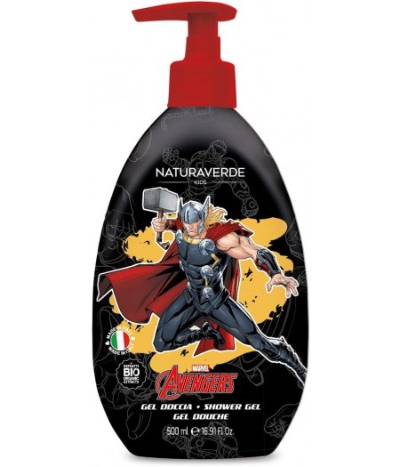 Marvel Avengers - Gel Doccia per Bambini Thor con Estratti di Calendula e Camomilla BIO, 500ml