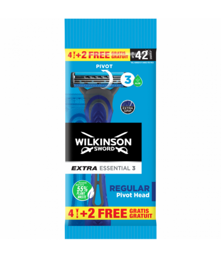 Wilkinson Rasoio Extra Essential 3 Regular Pivot 4+2 Pezzi