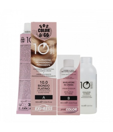 Sos Color&Go set colorazione professionale permanente in 10 minuti - 10.0 Biondo platino