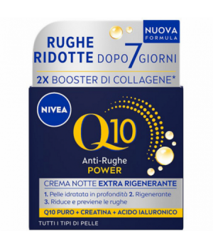 Nivea Viso Q10 Power Crema Anti-Rughe Notte Extra Rigenerante Per Tutti I Tipi Di Pelle 50 Ml