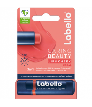 Labello Caring Beauty 3in1 Spf30 Vitamina E & Olio Di Mandorla Bio Coral