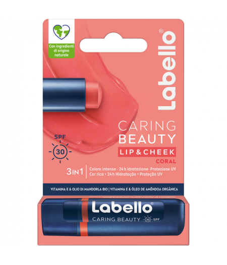 Labello Caring Beauty 3in1 Spf30 Vitamina E & Olio Di Mandorla Bio Coral